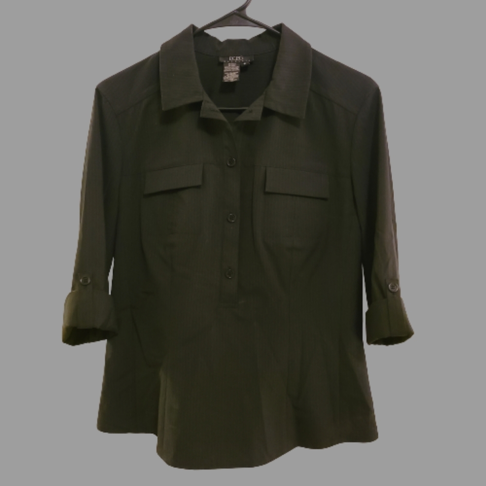 BCBG Maxazria Pinstripe 3/4 button down shirt